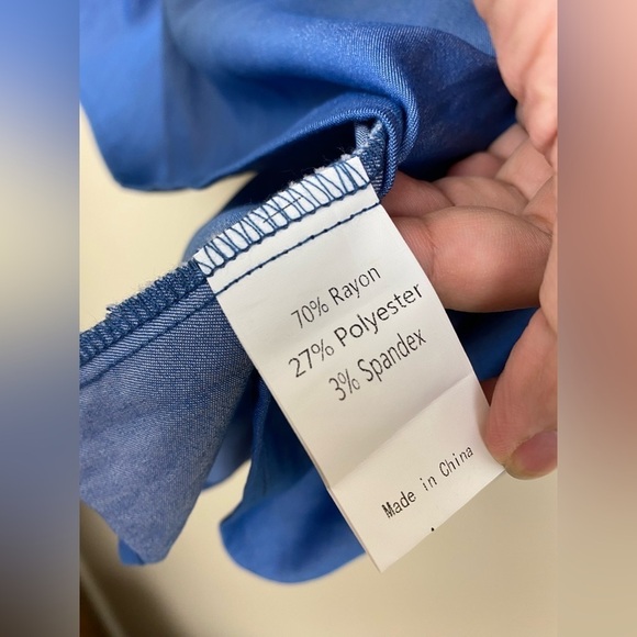 NWT Blue Denim Minimalist Style Short Sleeve Blouse - 4X - Picture 3 of 4